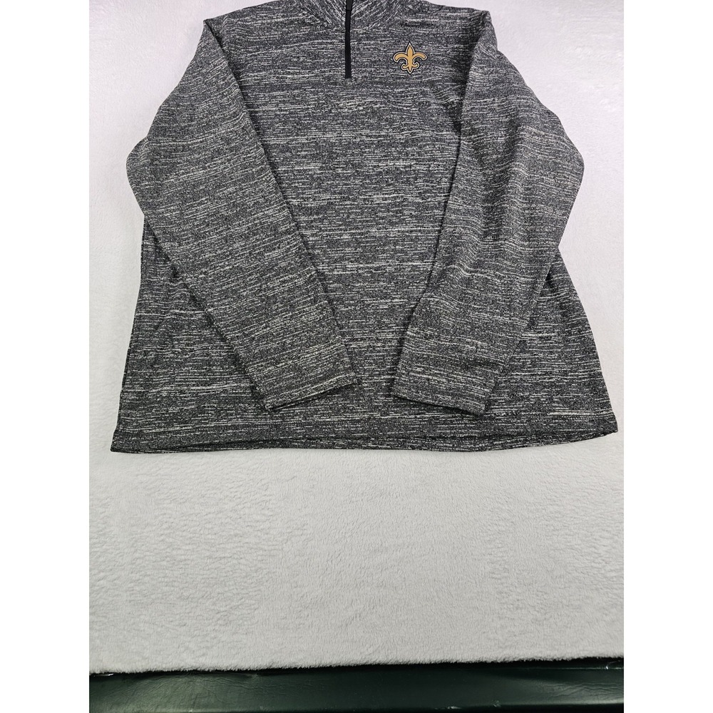 Team Apparel New Orleans Saints Heather Grey 1/4 Zip Pullover Sweatshirt Men 2Xl - Picture 4 of 14